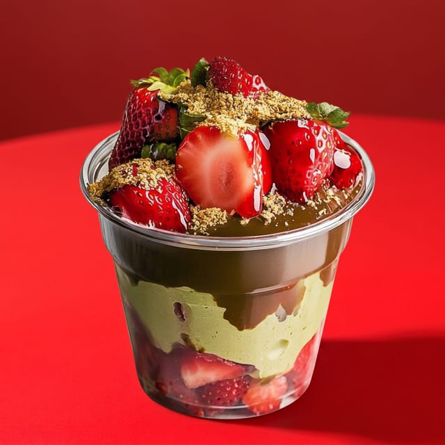 Strawberry Dubai Chocolate Cups.